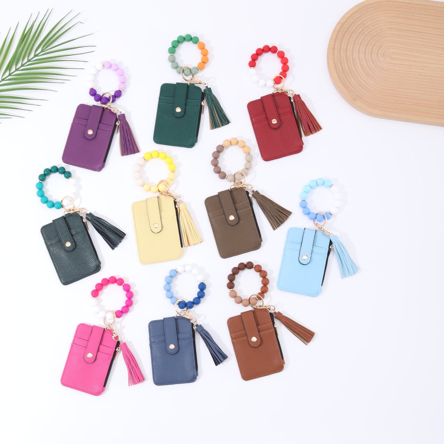 Silicone Bead Bracelet Leather Wallet