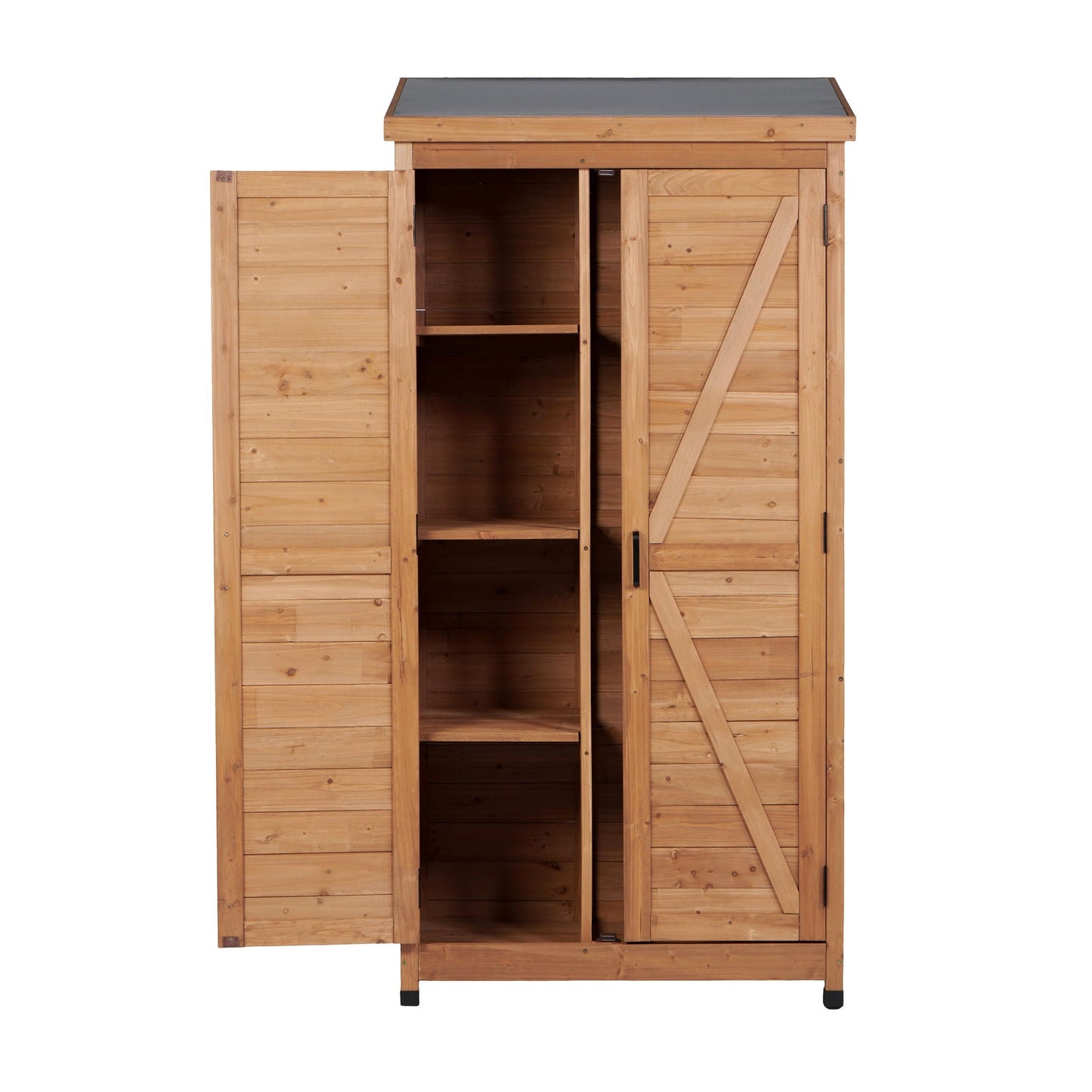 Outdoor Storage Shed With Vertical Tool Cabinet For Backyard