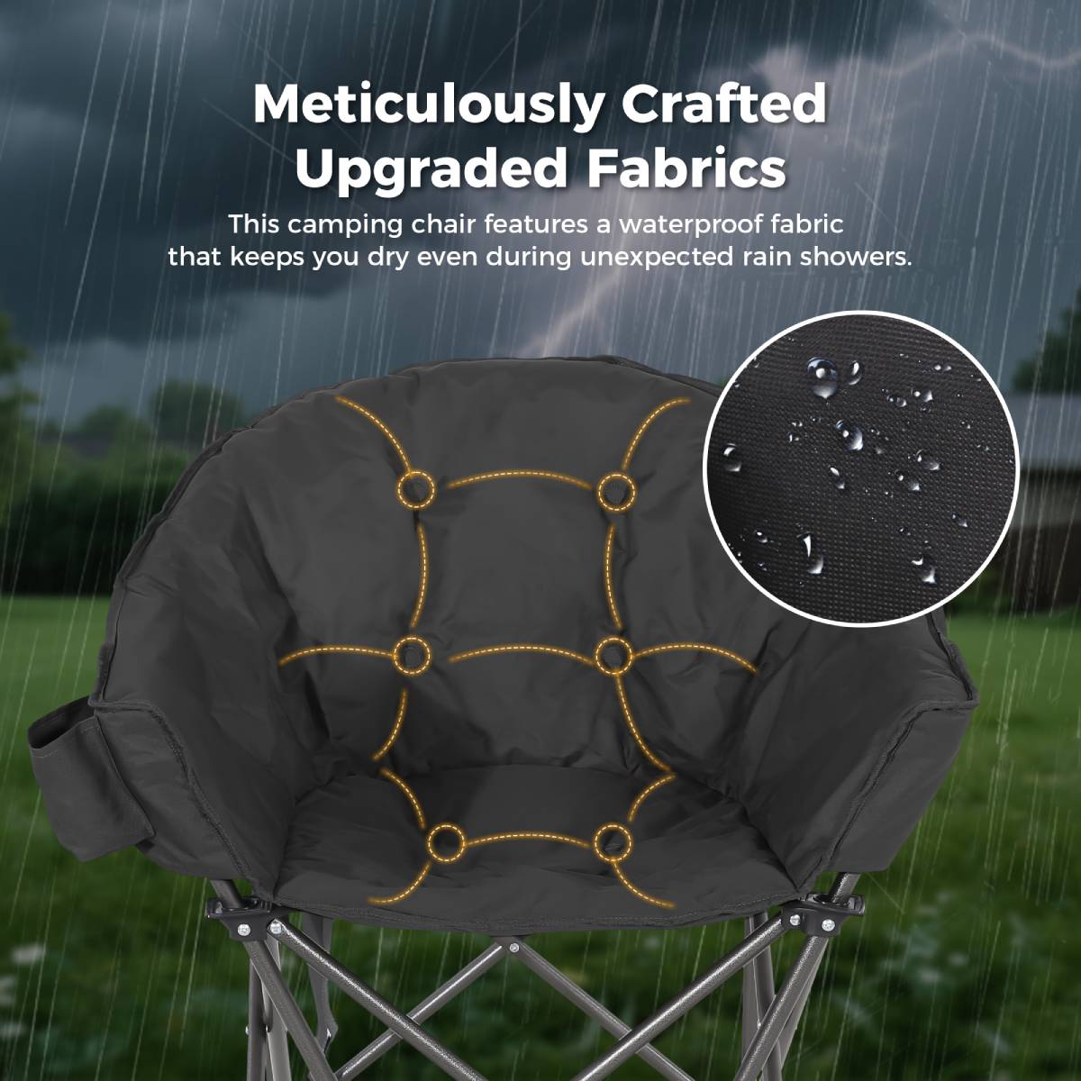 Set of 2 Oversized Camping Chairs with Side Pocket