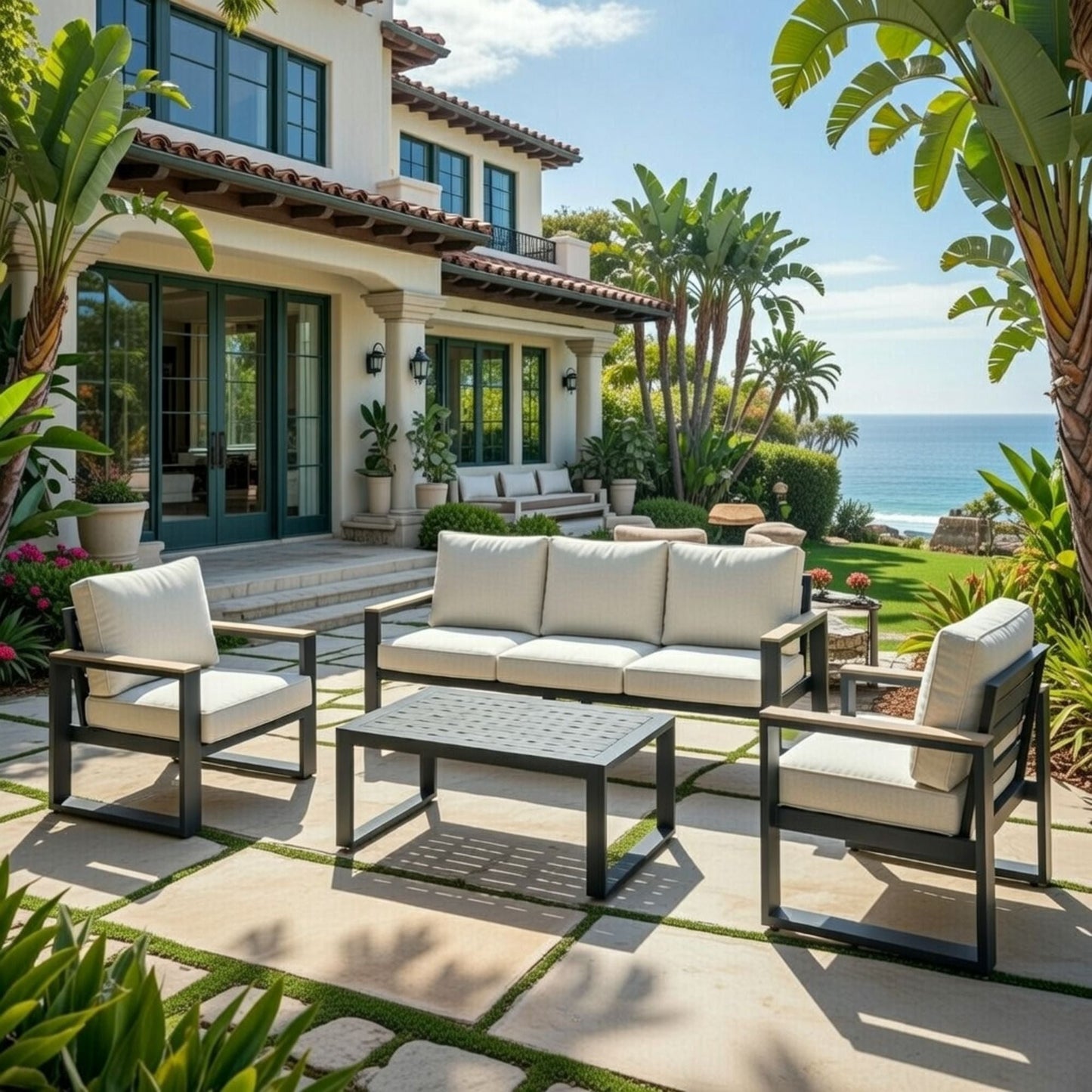 Modern Outdoor Sofa Set With Coffee Table