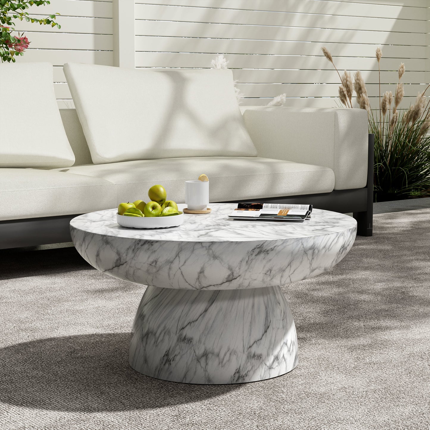 MGO Faux Marble Coffee Table for Indoor and Outdoor Use