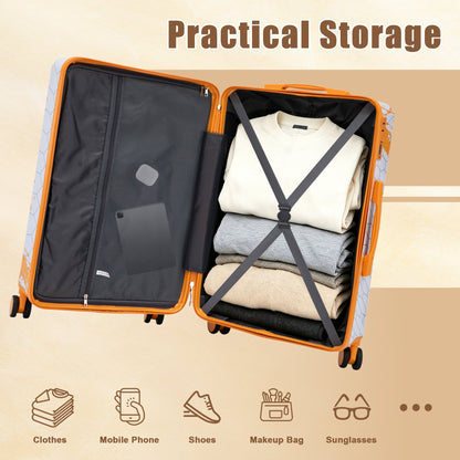 3-Piece PC Spinner Wheel Luggage Set in Orange