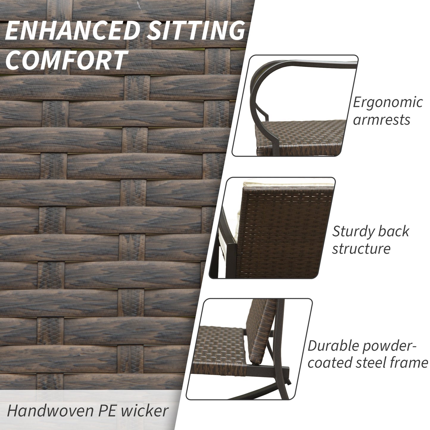 Metal 2 - Person Outdoor Patio Rocking Seating Group with Cushions