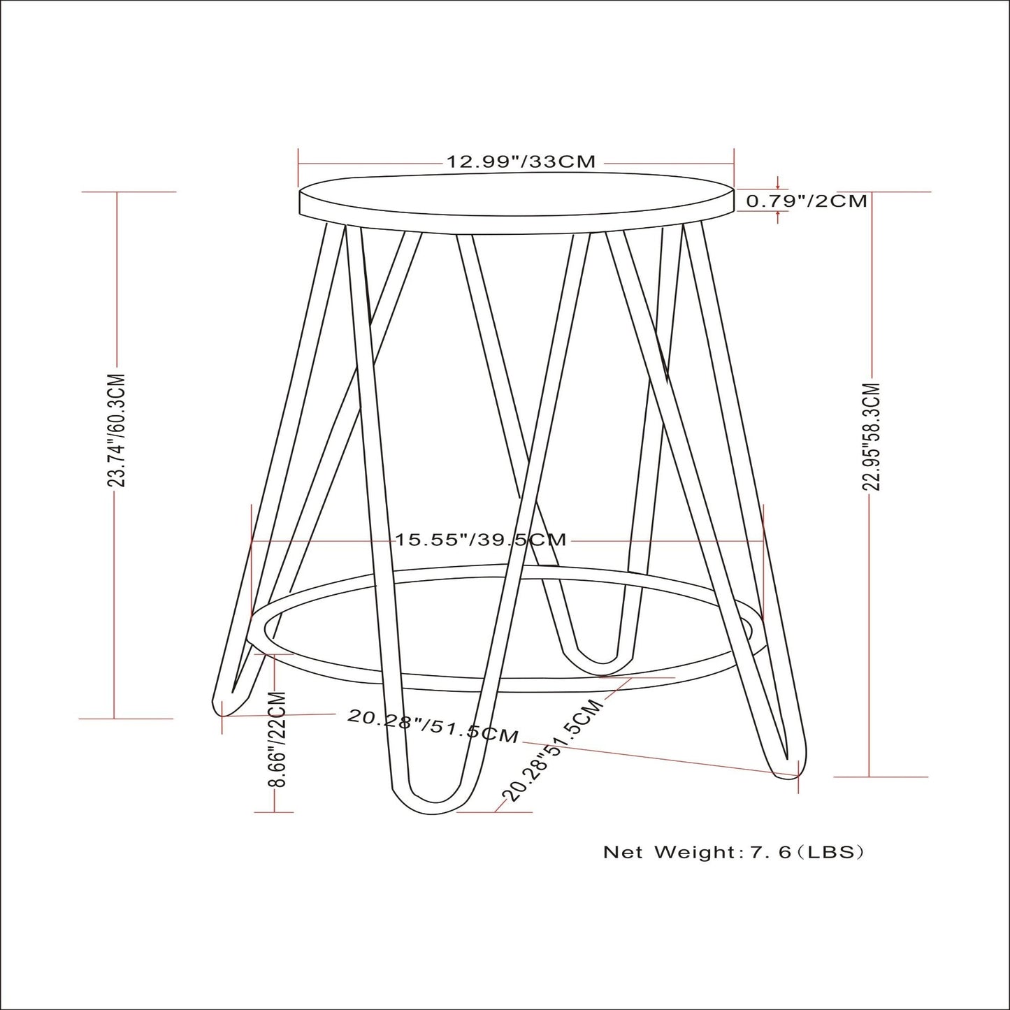 Simeon - Multifunctional Metal Stool With Wood Seat