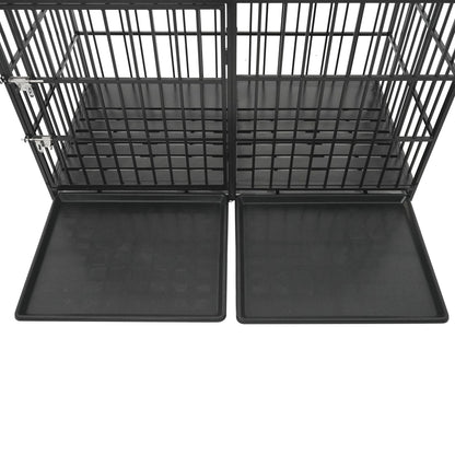 Extra Large Heavy Duty Dog Crate With Removable Pans For Dogs - Black