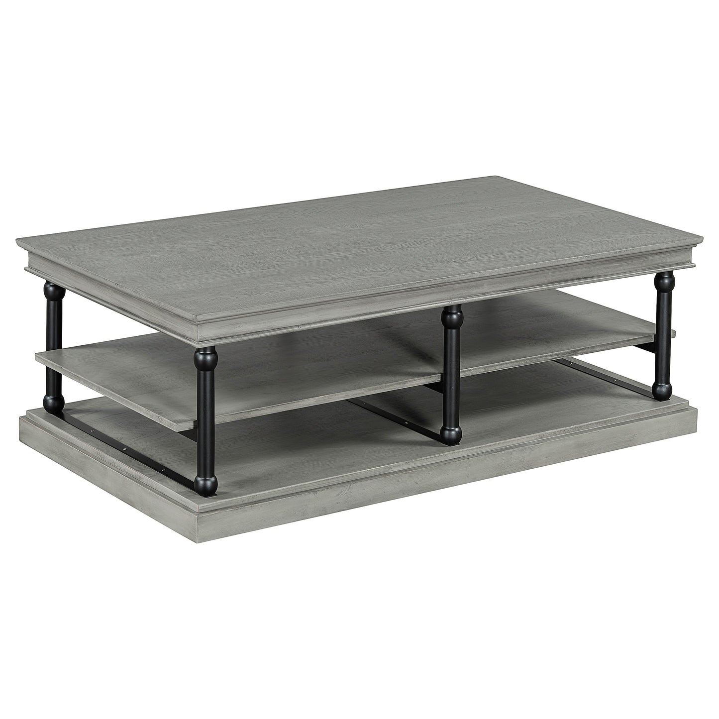 55.1" Wood Coffee Table with Storage Shelves