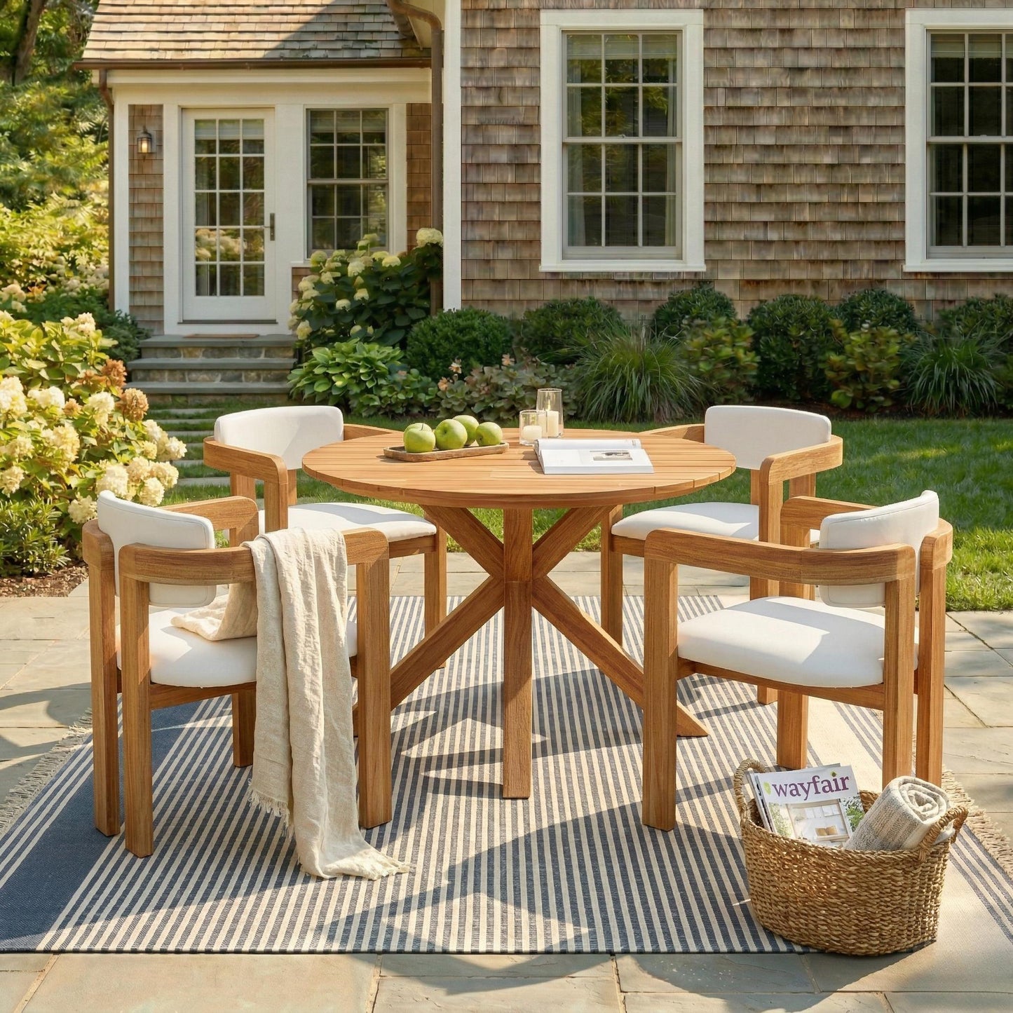 5-Piece Outdoor Acacia Wood Round Dining Set