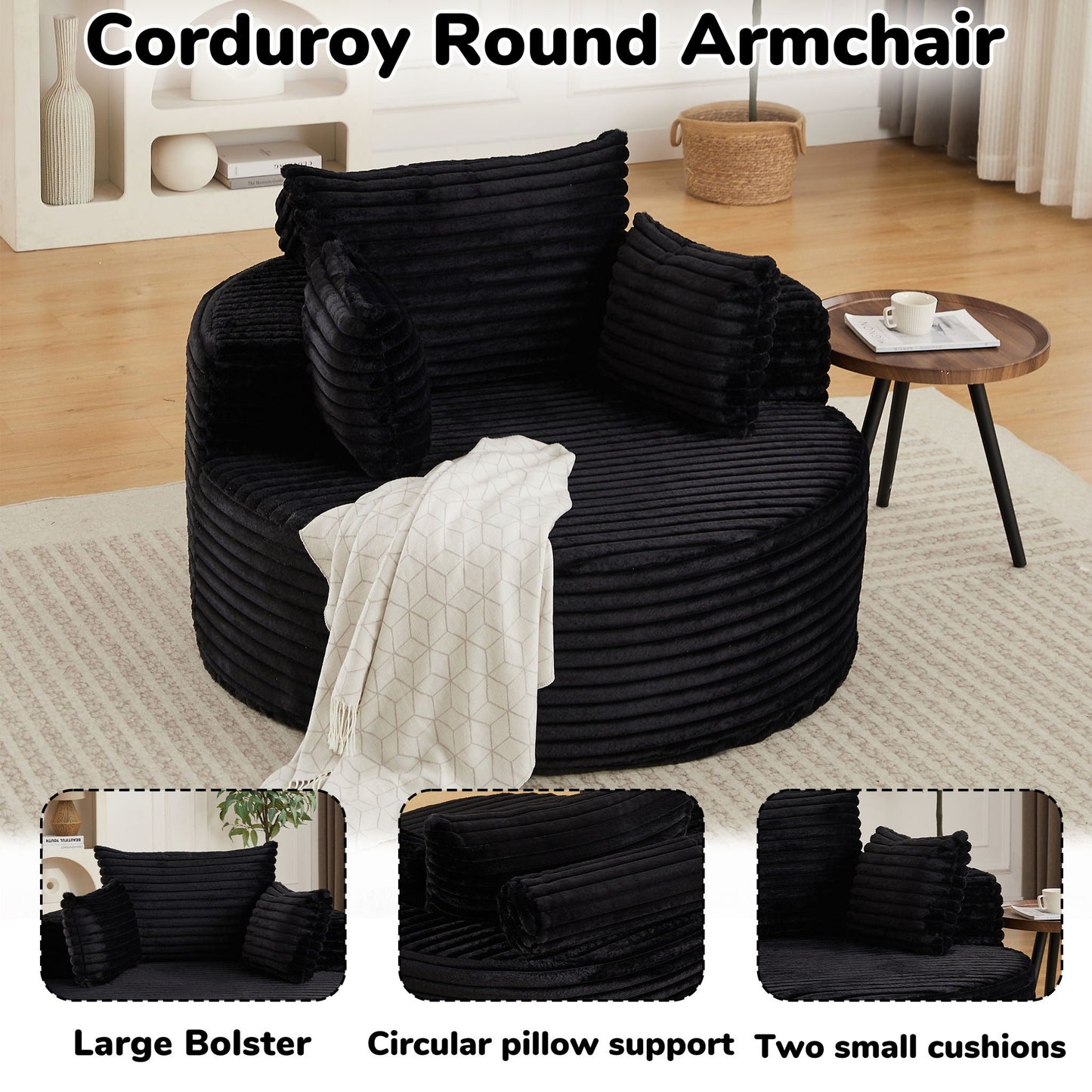 Modern Single Sofa With Backrest Pillow For Living Room