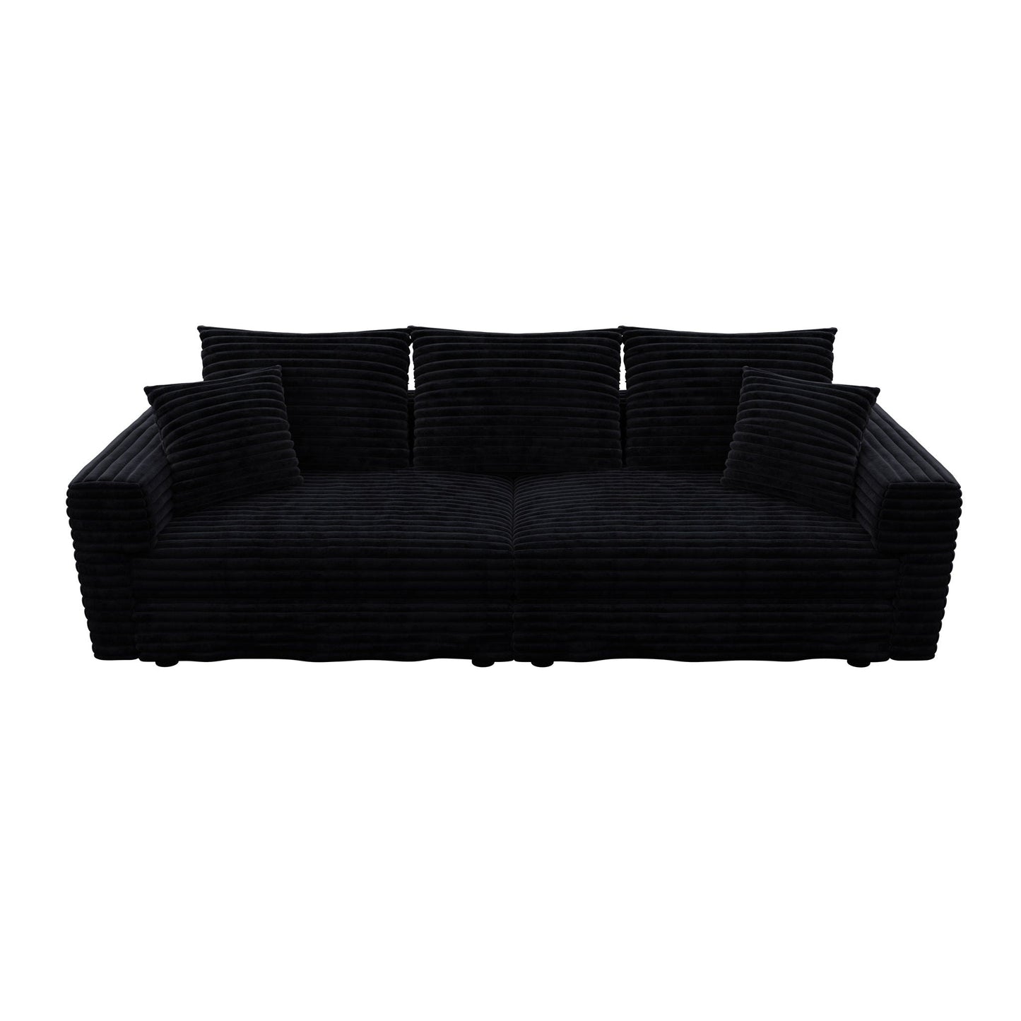 Deep Seat Convertible Sofa With Soft Pillows And Ottomans