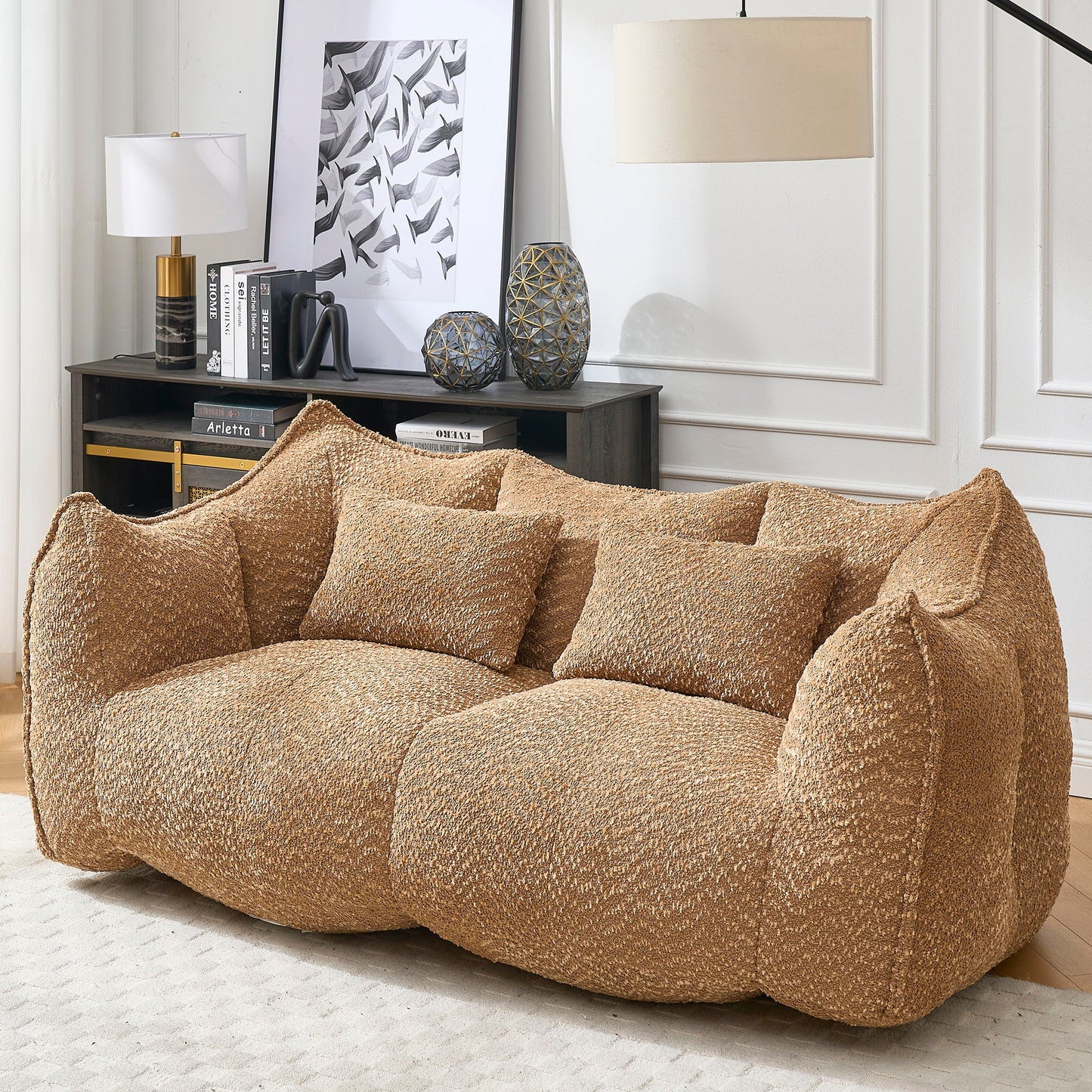 Comfortable Dual Beanbag Chair With High Resilience Foam Core For 2 People
