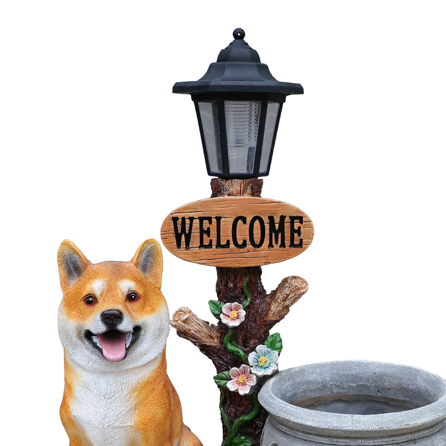Sitting Akita Dog Planter Garden Decor