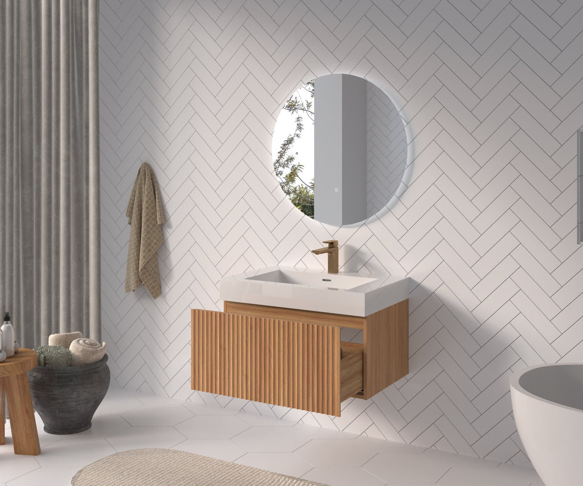30" Bathroom Vanity with Sink - Wall Mounted Floating Cabinet