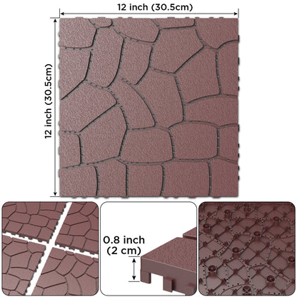 New Stone Texture 12" Patio Deck Tiles, 44pcs