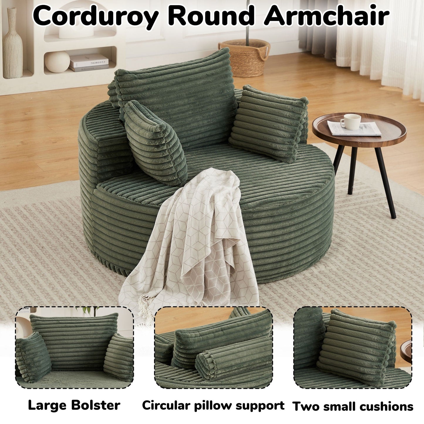 Modern Single Sofa With Backrest Pillow For Living Room