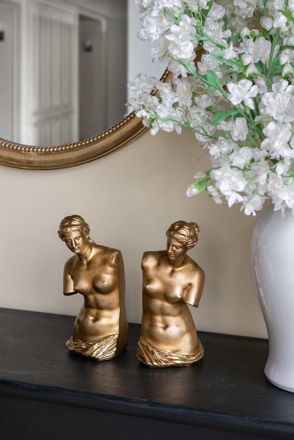 Set of 2 Venus de Milo Bust Bookends with Gold Finish