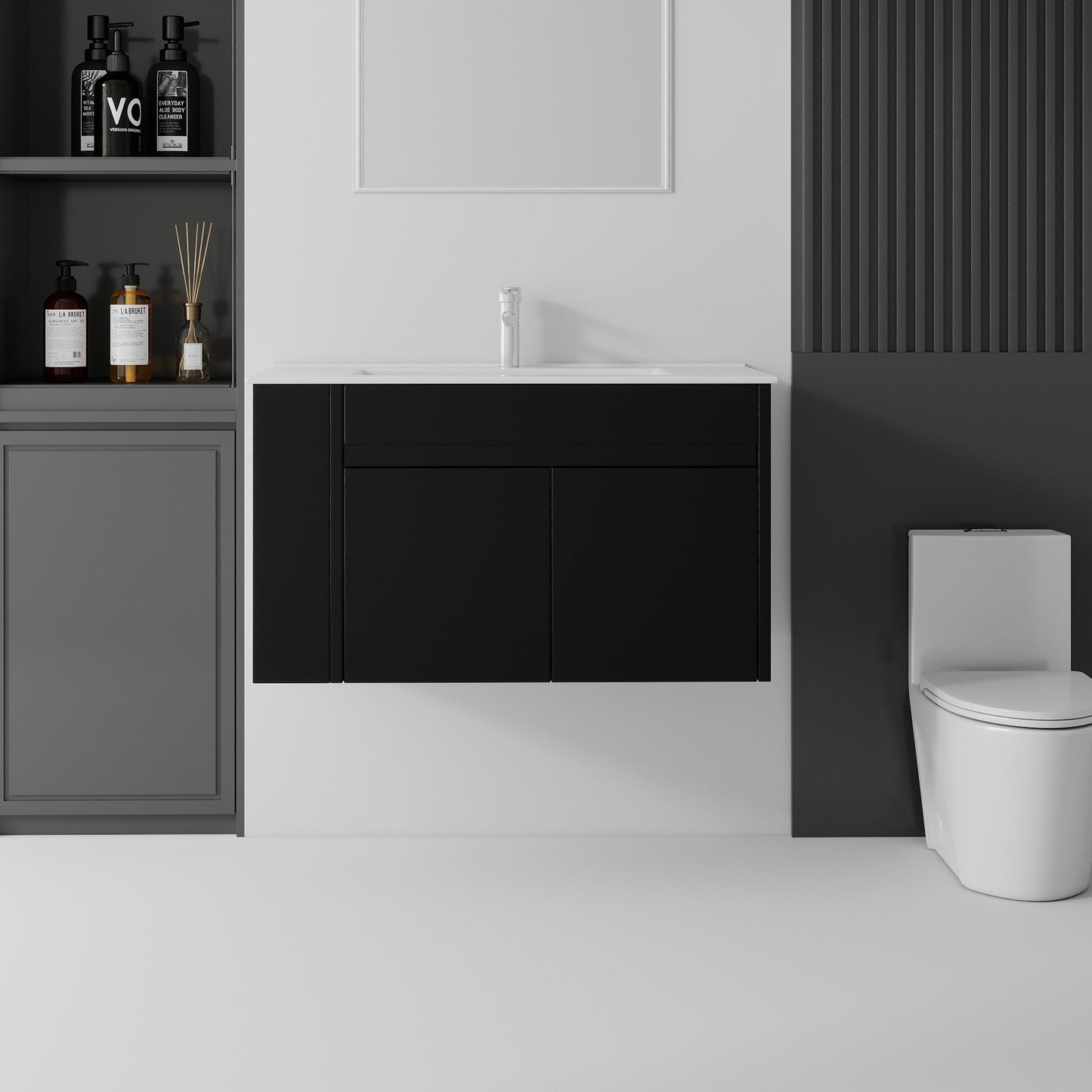 36 Inch Floating Bathroom Vanity with Ceramic Sink and Soft-Close Door