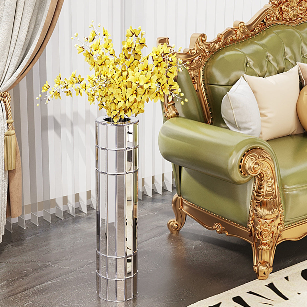 29.92" Tall Floor Vase Mirrored