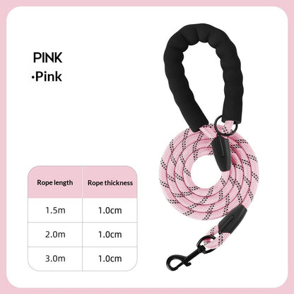 Thickened Reflective Dog Leash - Durable Nylon Pet Walking Lead for Medium Large Dogs