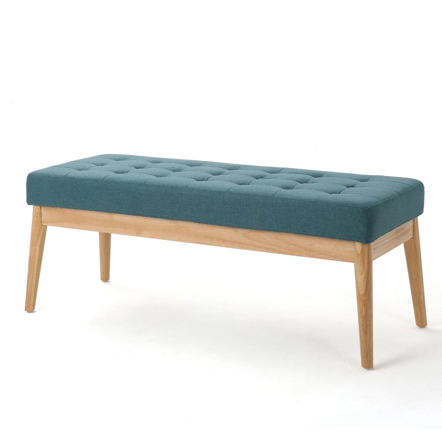 Vibratory Button Tufted Upholstered Ottoman with Splayed Wooden Legs