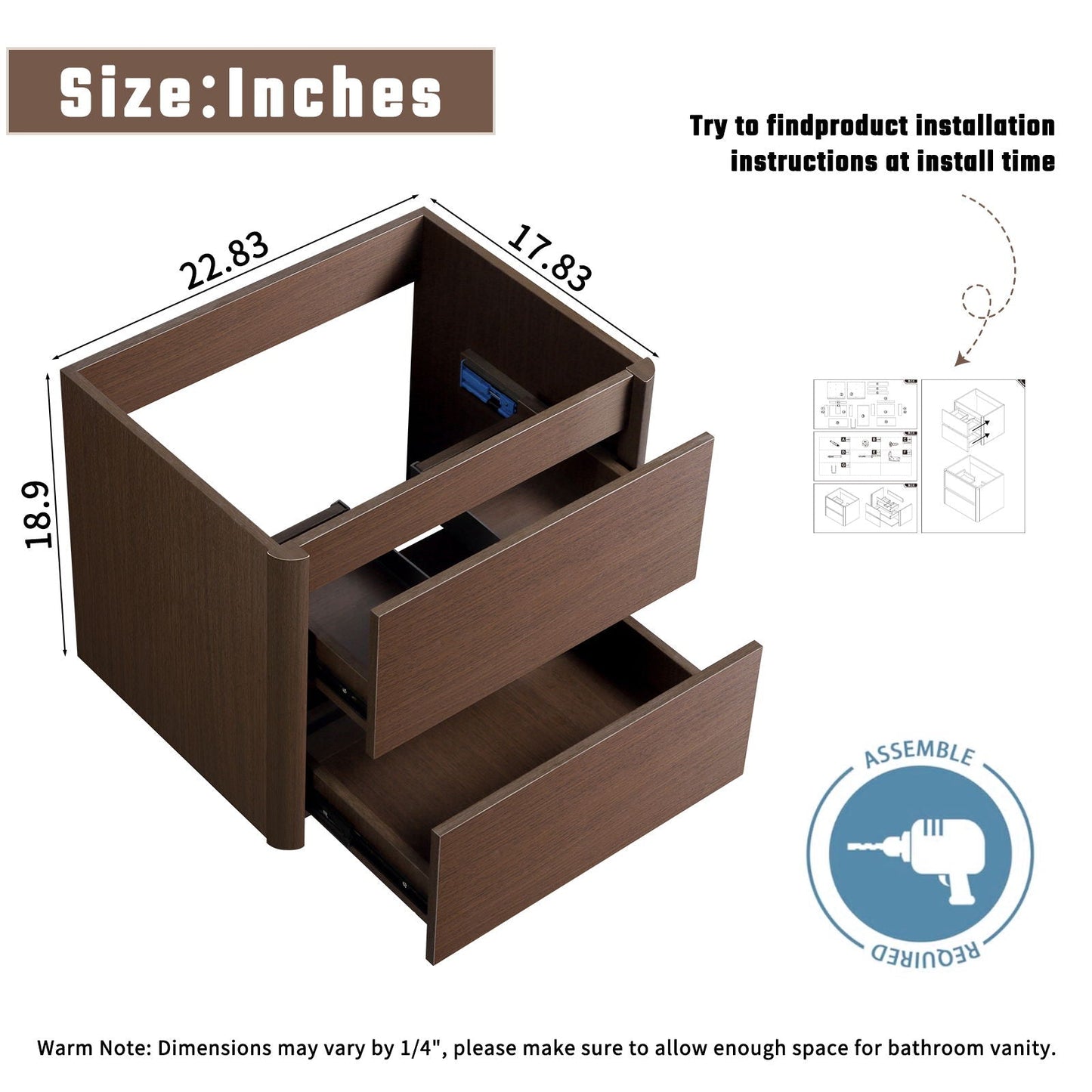 Wall Mounted Floating Bathroom Vanity With Sink And Cabinet
