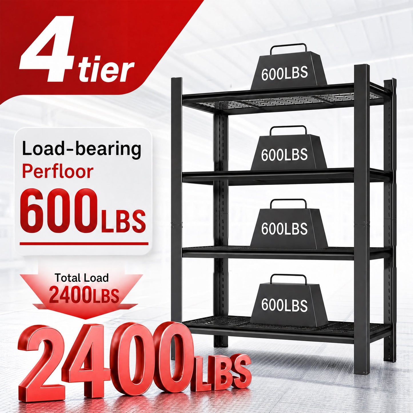 60"H 4-Tier Adjustable Heavy Duty Shelving Metal Mesh Storage Rack