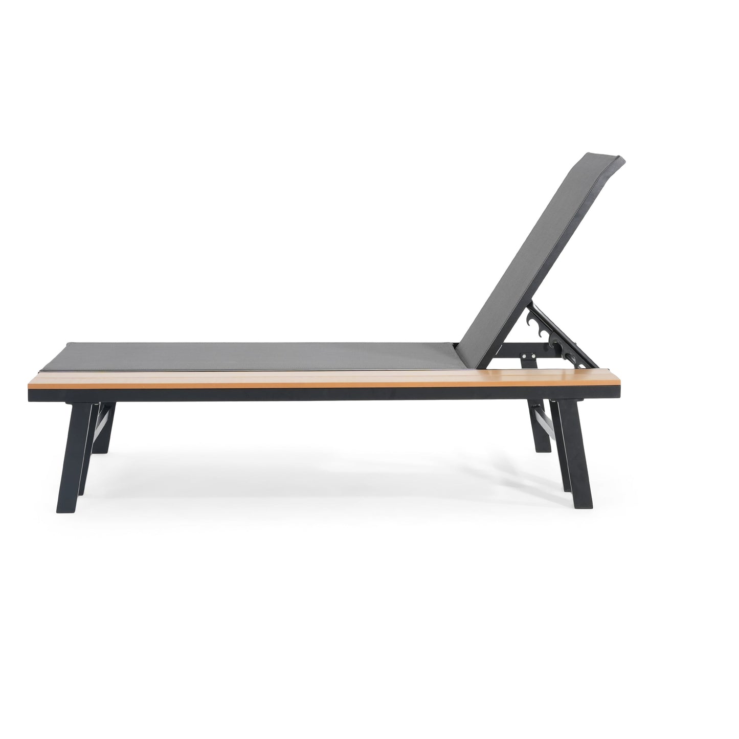 Waterloo Chaise Lounge with Attached Wood Side Table, Set of 2