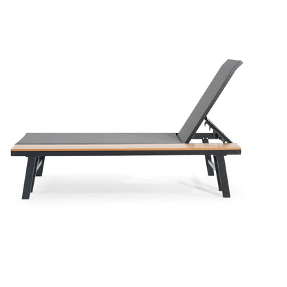 Waterloo Chaise Lounge with Attached Wood Side Table, Set of 2