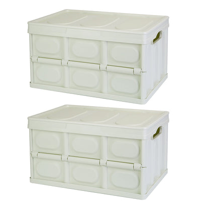 2Pcs 30L Collapsible Storage Bins With Dustproof Lid Waterproof Interior Bag Handle Stackable Storage Box Container Utility Organizer Crate For Campin