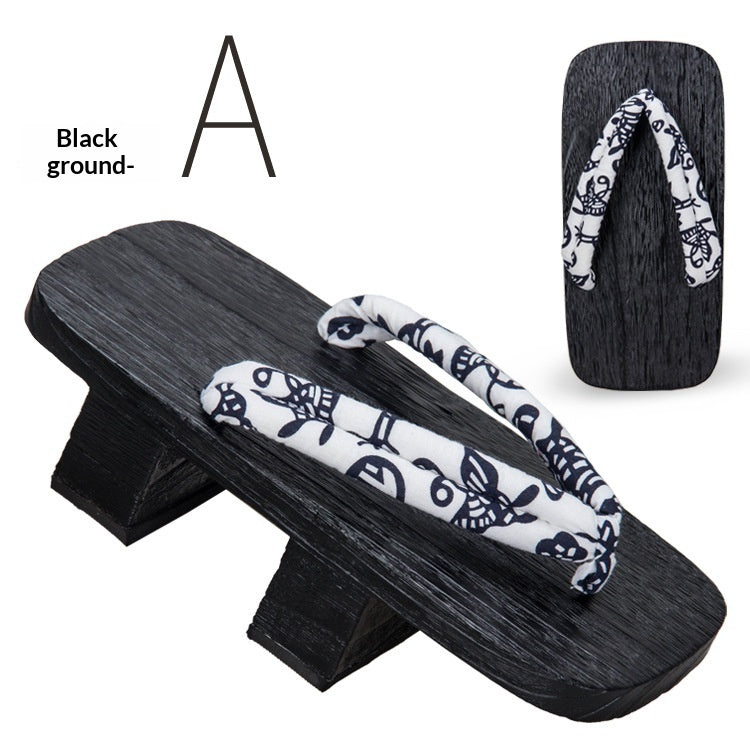 5.5cm-heeled Solid-wood Mens Flip-flops