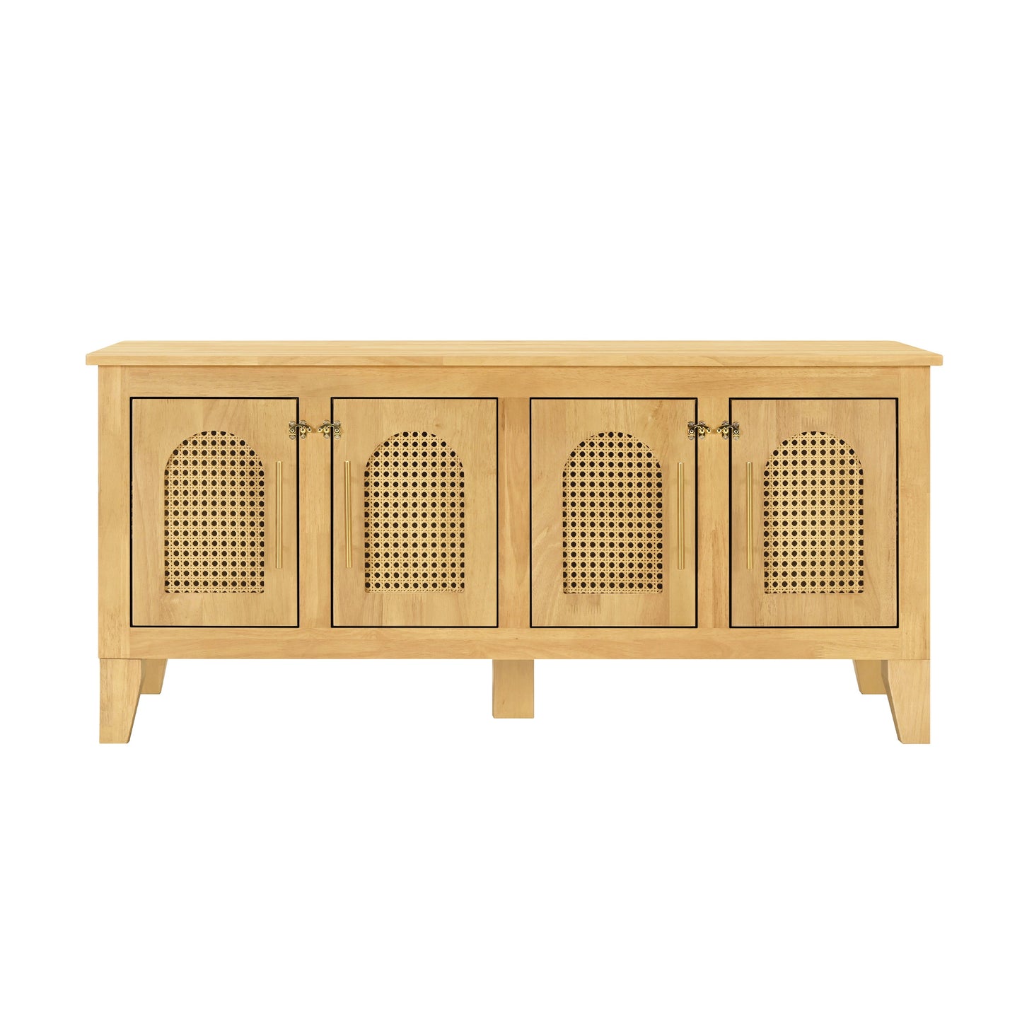 Lars Indoor Rattan Decorated Rubber Wood Dog Crate Cabinet