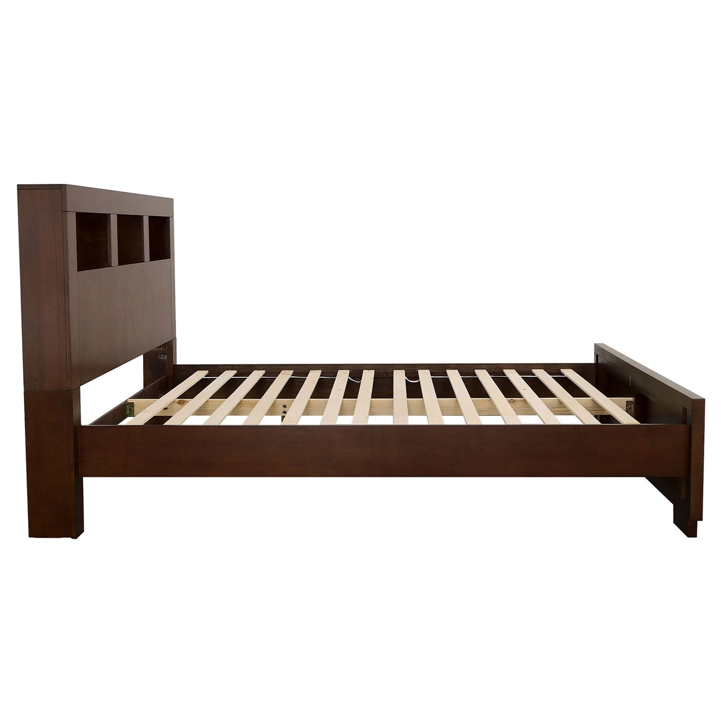 Ardino - California King Bed With Bookcase Headboard - Cappuccino