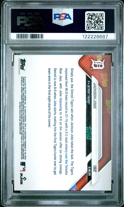 Graded 2025 Topps Now Jackson Jobe #192 Gold Foil /50 Rookie RC Baseball Card PSA 10 Gem Mint