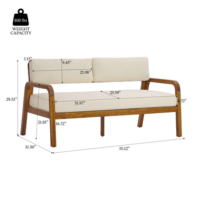2 Pieces Outdoor Sofa Set with Cushions - Teak