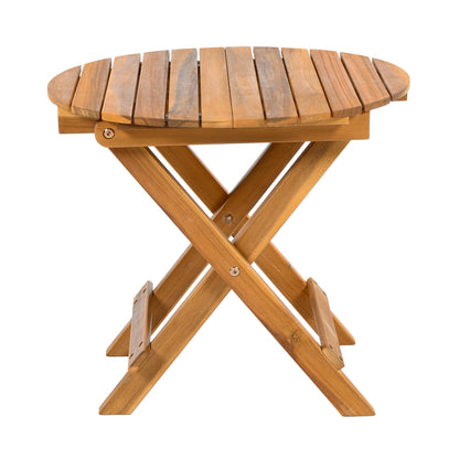 Patio Conversation Set with Foldable Acacia Wood Table and Cushioned Armchairs
