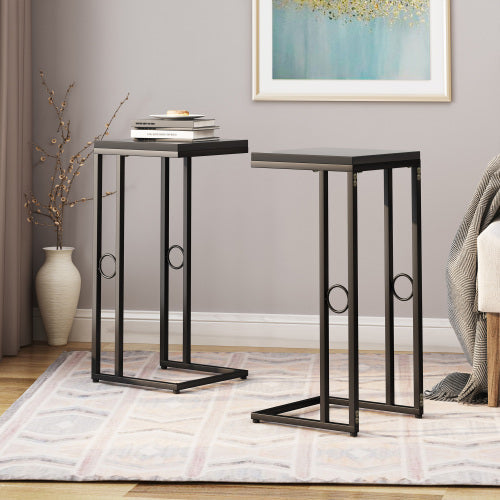 Essex Set of 2 Modern Black Metal End Tables