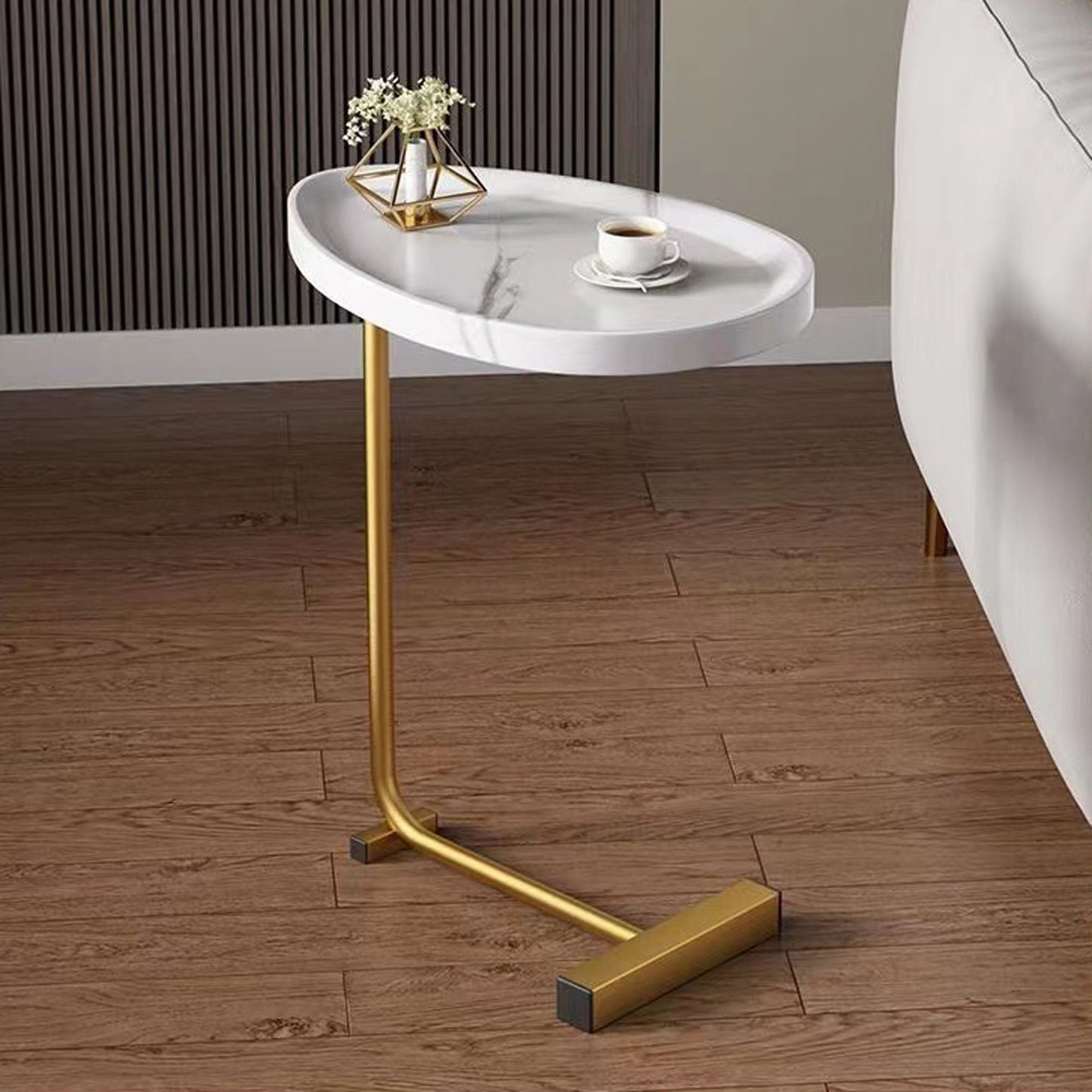 C-Shaped Side Table for Sofa and Bedroom