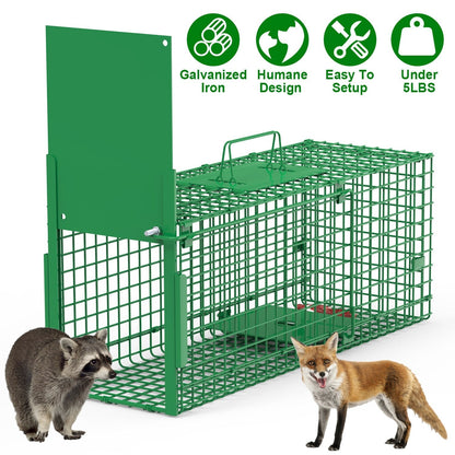 30in 1 Door Live Animal Cage Trap For Animals Under 5LBS Easy To Setup Humane Galvanized Iron Trap Cage For Small Cats Rabbits Squirrels Moles Chipmun