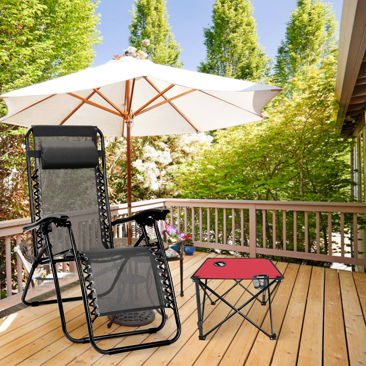 Portable Folding Camping Table with Cup Holders & Carry Bag