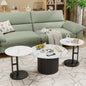 Coffee Table Set of 3 with Faux Marble Top and Metal Legs