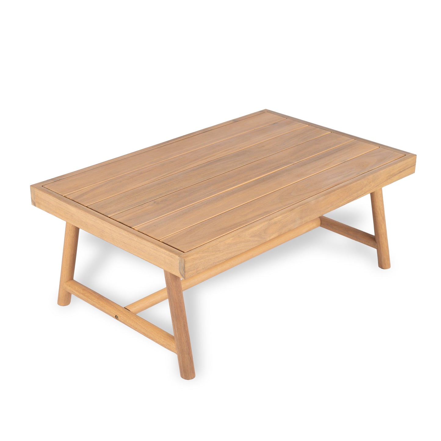 Patio Acacia Wood Chat Set, Club Chair + Coffee Table with Water-resistant Cushion