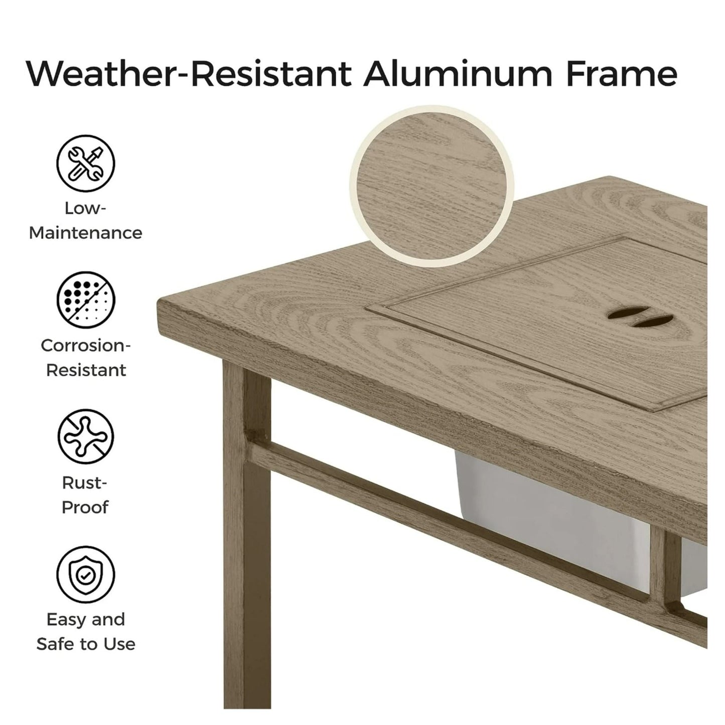 3 In 1 Outdoor Propane Fire Pit Table 50, 000 BTU With Ice Bucket - Beige
