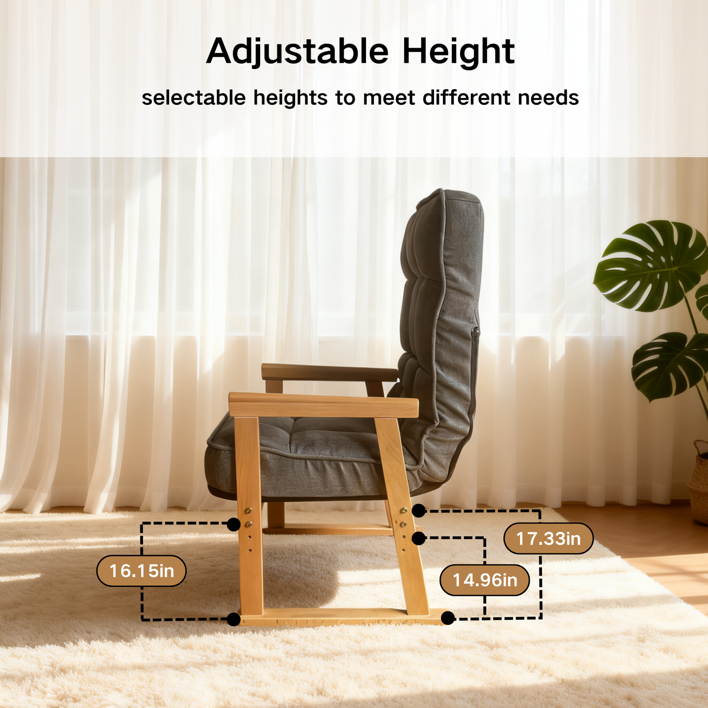 Modern Adjustable Lounge Chair with Three-Level Lumbar Adjustment