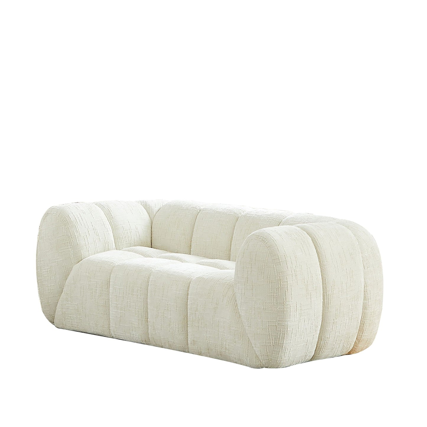 Quilted Cloud Sofa With Rounded Armrests And Piano Key Backrest Design