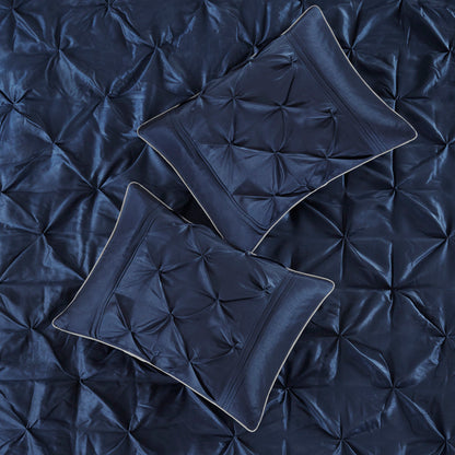 7 Piece Tufted Comforter Set Navy Queen
