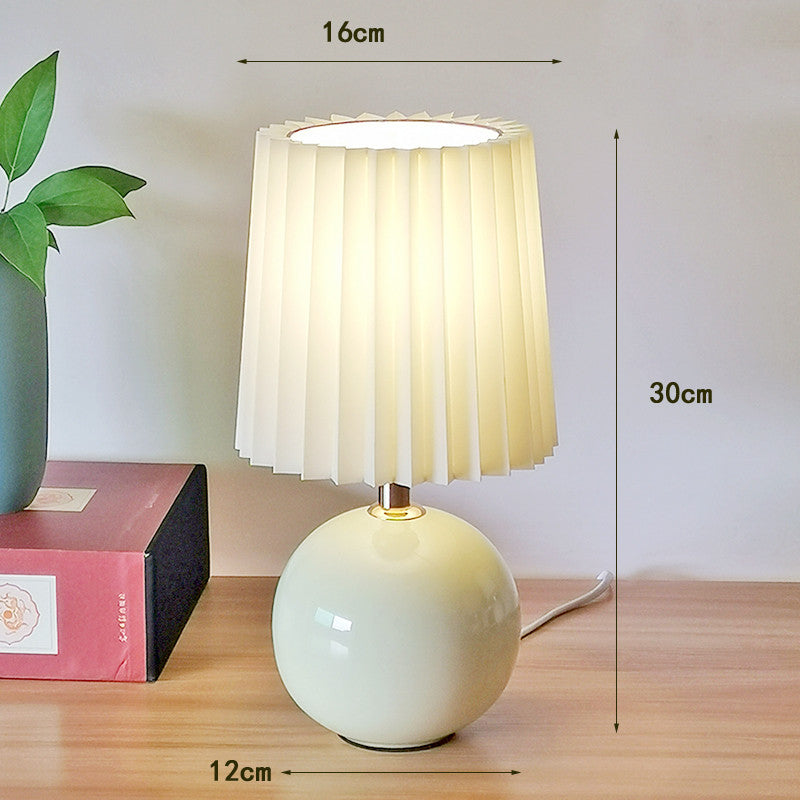 Ceramic White Pleated Milkshake Small Table Lamp