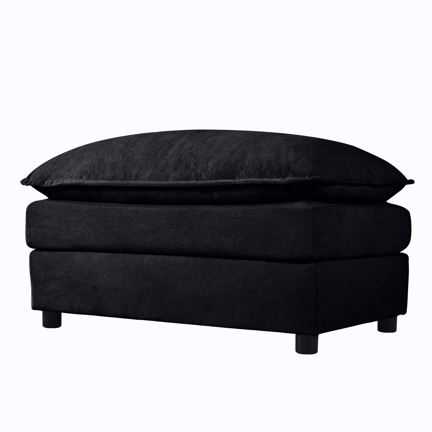 Luxury Chenille Ottoman with Double-Layer Cushion