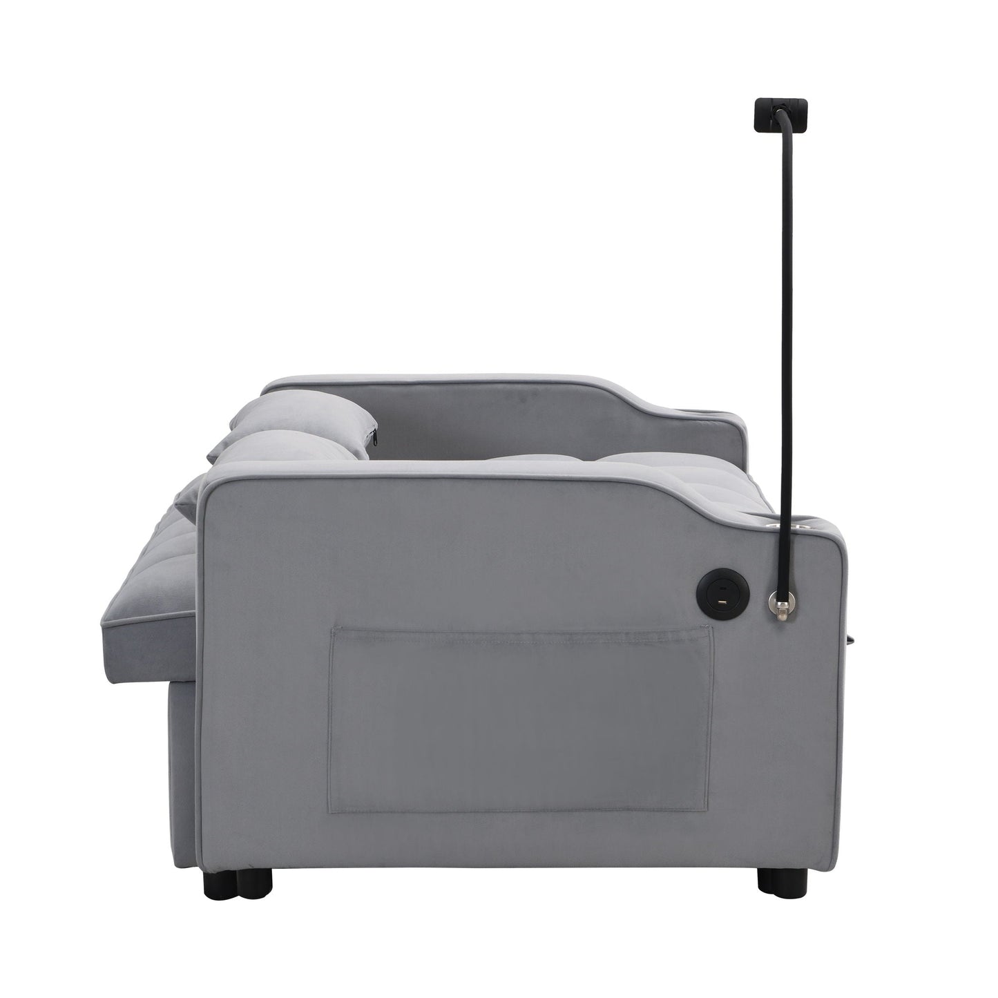 Modern Loveseat Futon Sofa With Pullout Bed, Adjustable Reclining Backrest, Toss Pillows