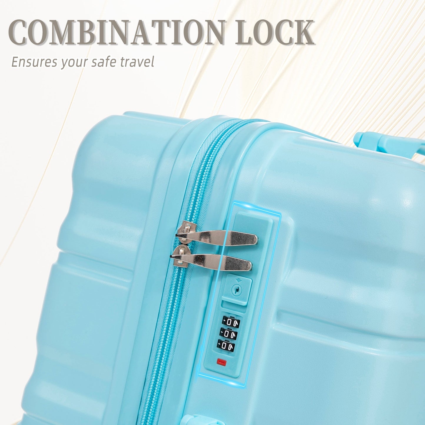 HIFINE Tourist 3-Piece ABS Spinner Wheel Luggage Set (Blue)