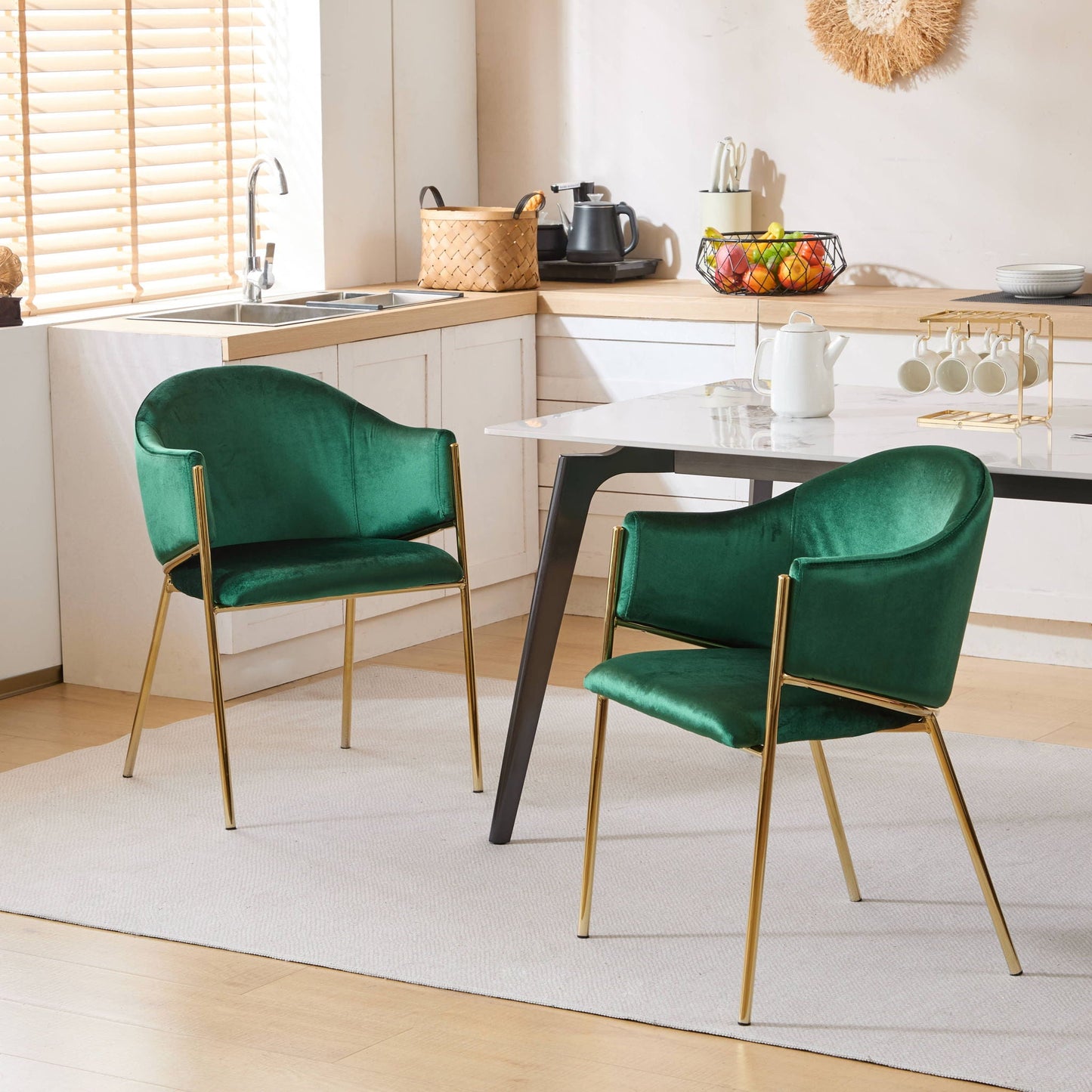 Modern Upholstered Dining Chair with Gold Metal Frame