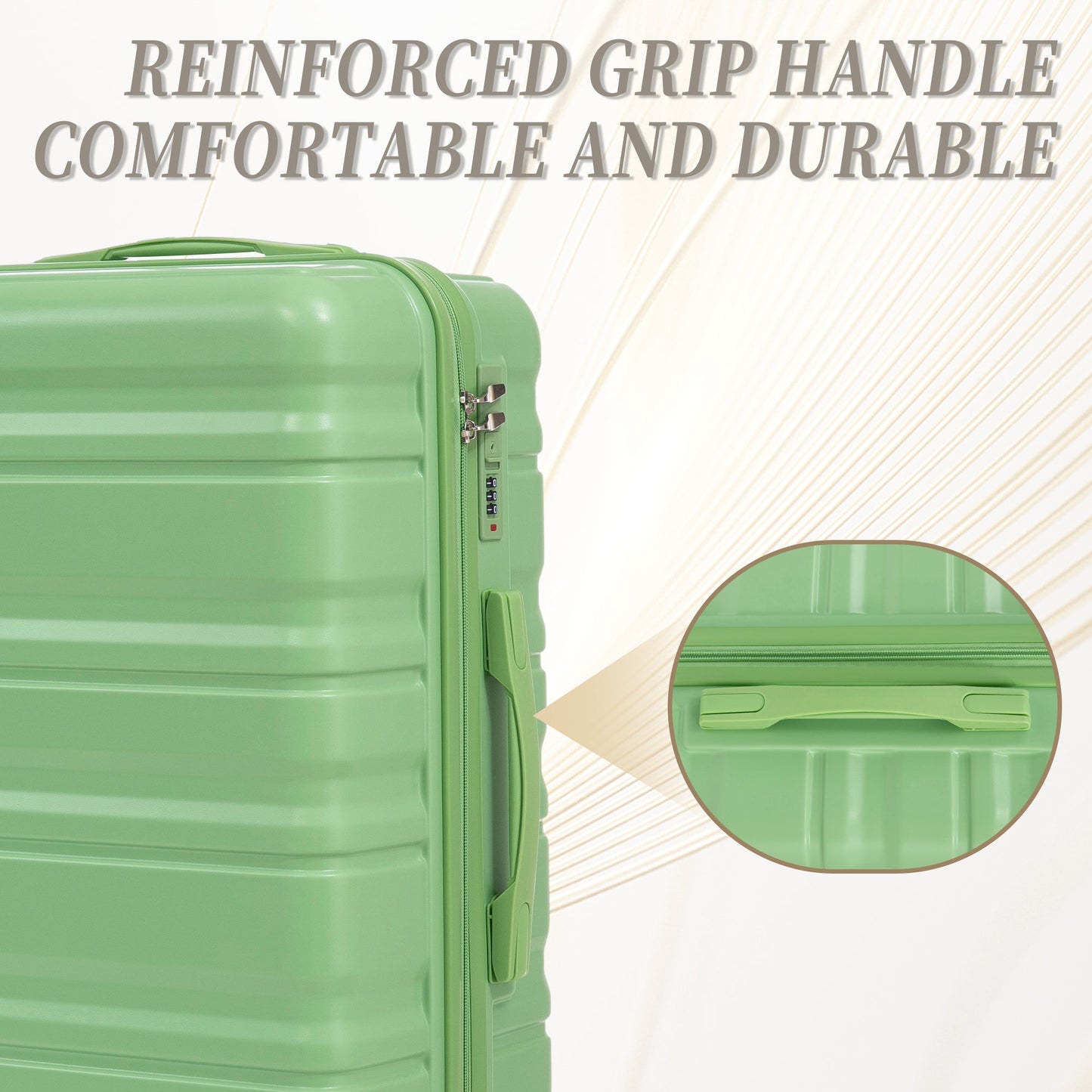 HIFINE Tourist 3-Piece Spinner Wheel Luggage Set in Green